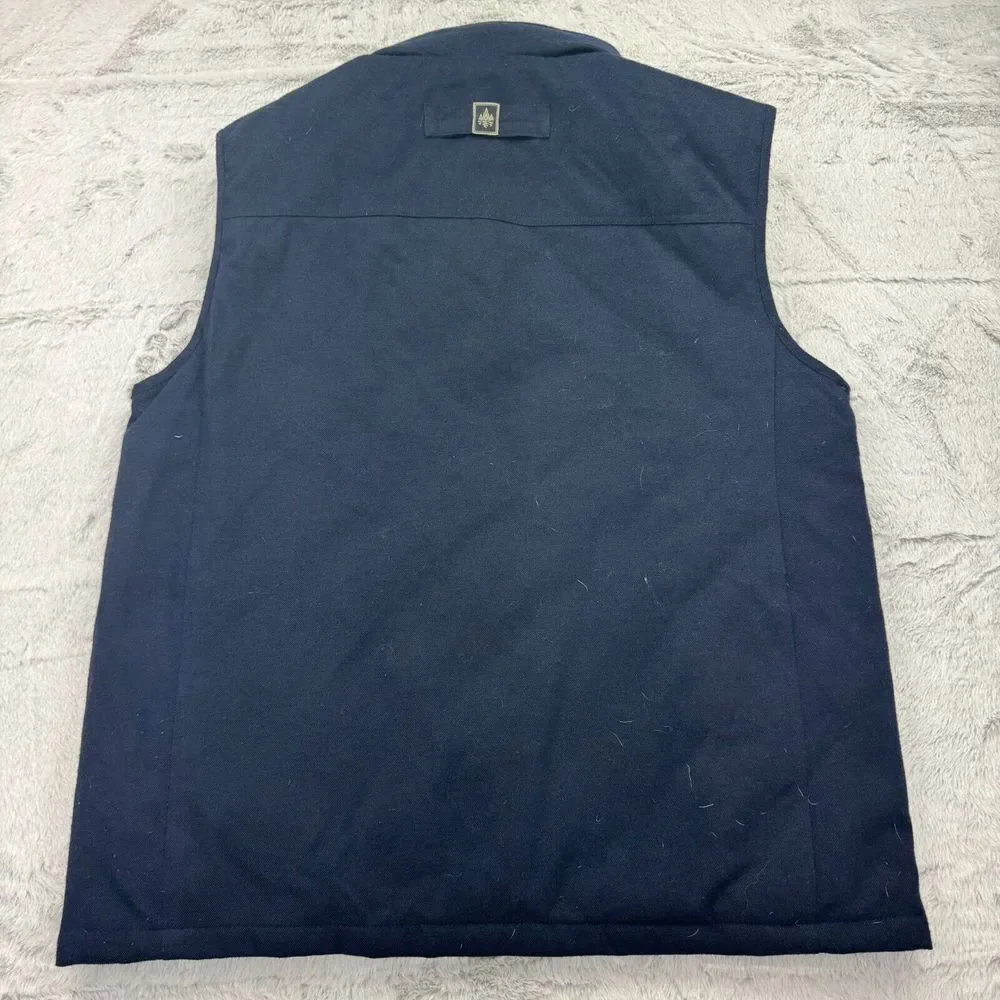 Rainforest Vest Mens L Navy Down Quilted Lined Membrane System Button Full Zip - Picture 10 of 11